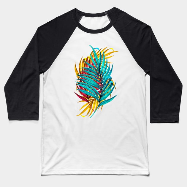 Colorful Palm Leaves Baseball T-Shirt by BessoChicca